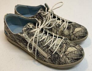 Cloud Sneakers Womens 38 Aika Print In Vera Putty Leather Geometric Zip Comfort